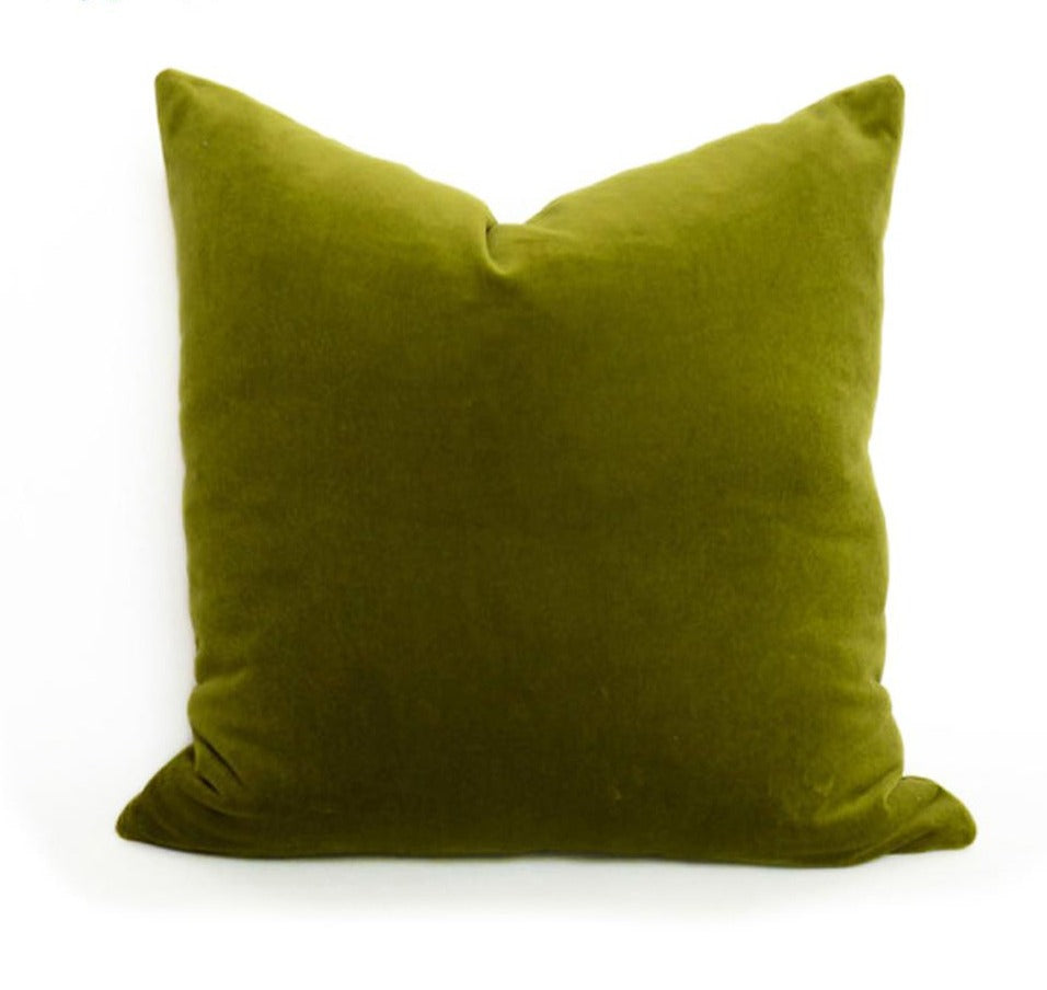 Bright Olive Green Velvet Cushion Cover - Main Image